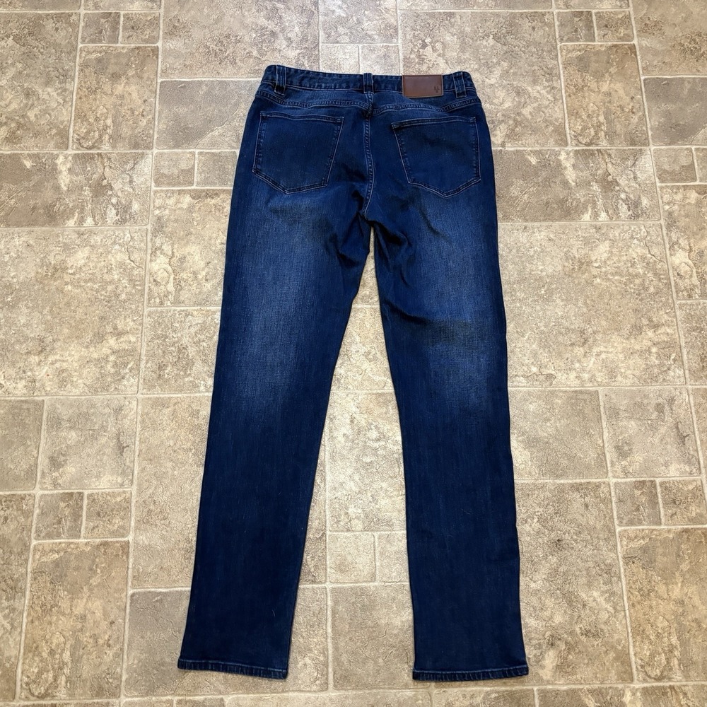 L.L.Bean Signature Five-Pocket Jeans Slim Straight Fit 33W x 32 Dark Blue Faded - Picture 3 of 11